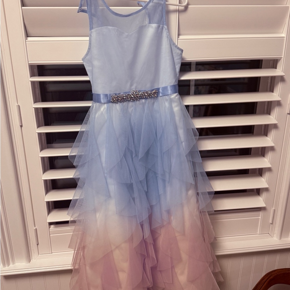 Rare Editions Blue and Pink Layered Kids Dress